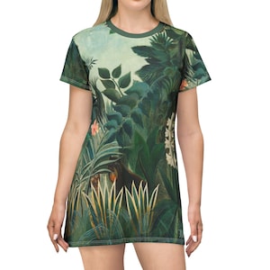 Henri Rousseau T-Shirt Dress: Equatorial Jungle Art, Avant-Garde Style