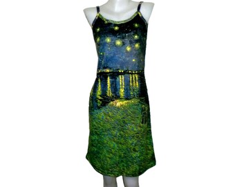 D2D Vincent Van Gogh Starry Night Over the Rhone Modern Fine Art Print Sundress Tank Apparel Gift Idea Wearable Art