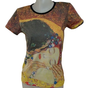 D2D Gustav Klimt the Kiss Detail Fine Art Nouveau Print T-shirt Top Apparel Gift Idea Wearable Art