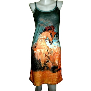 D2D Alphonse Mucha Summer Season Fine Art Nouveau Print Sundress Tank Apparel Gift Idea Wearable Art Decorative