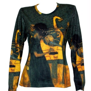 D2D Gustav Klimt The Music Musik Nouveau Fine Art Print Long Sleeved T-Shirt Top Apparel Gift Idea