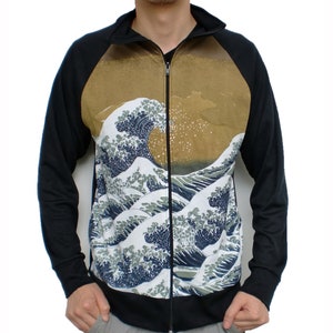 D2D Hokusai Great Wave off Kanagawa Japanese Woodblock Asian Art Print Track Jacket Zipper For Class Masterpiece