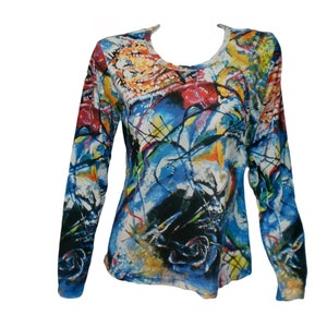 D2D Wassily Kandinsky Composition Colors Abstract Shapes Fine Art Print Long Sleeved T-Shirt Top Apparel Gift Idea Art to Wear