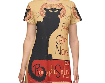 Le Chat Noir T-Shirt Kleid: Théophile Steinlen Jugendstil Katze Poster