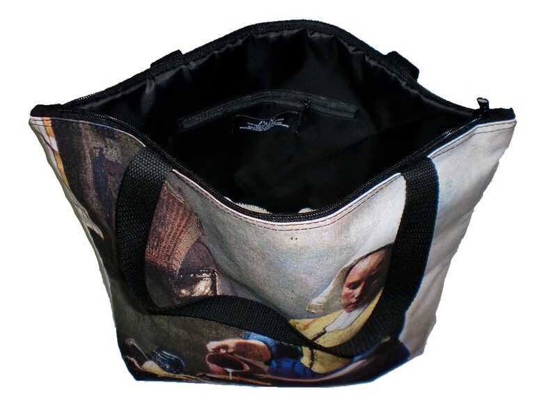 D2D Jan Vermeer the Milkmaid Fine Art Baroque Print Tote Shoulder Bag Zipper Apparel Gift Idea