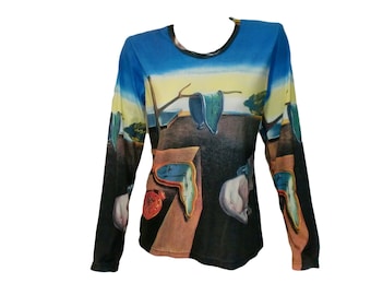 D2D Dali The Persistence of Memory Soft Watches Melting Clocks Modern Fine Art Print Long Sleeved T-Shirt Apparel Gift Idea For Art Show Top