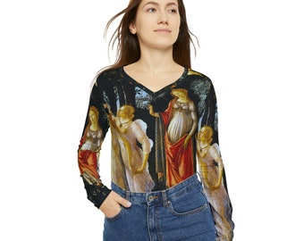 Sandro Botticelli La Primavera Allegory of Spring Art  Renaissance Women V-neck Shirt Vintage Gift for Her