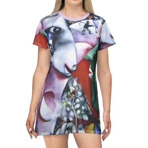 Marc Chagall I and the Village Surrealism Art T-Shirt Dress Iconic Fine Art Wearable Art Art Lover Gift Artwork Clothing Artistic Apparel