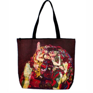 D2D Gustav Klimt Virgin Maiden Fine Art Nouveau Print Tote Sac à bandoulière Zipper Apparel Gift Idea