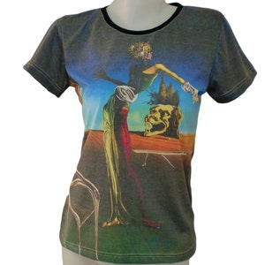 D2D Dali Woman with a Head of Roses Surrealist Print T-shirt Top Tee Apparel Gift Idea Wearable Art