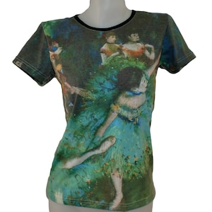 D2D Edgar Degas Green Dancers Ballet Ballerina Fine Art Impressionism Print T-shirt Top Tee Apparel Gift Idea Wearable Art