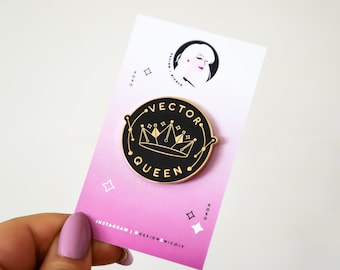 Vector Queen Enamel Pin - Graphic Design Pin - Gold -Design x Nicole
