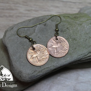 Trinidad and Tobago 1 Cent Earring, Gift for Her L6017