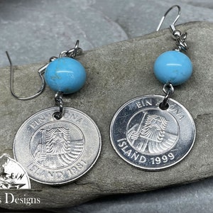Iceland 1 Krone Coin Earrings - L7042