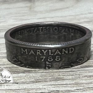 MARYLAND US State Quarter Coin Ring Size 6-14, Powder Coated, Coin Jewelry, State Coin Ring, State Ring, Coin, Gift for Men, Unique Jewelry
