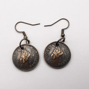 1944 GREAT BRITAIN FARTHING Earrings Gift for Women Earrings