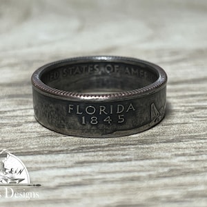 FLORIDA US State Quarter Coin Ring Size 6-14 Coin Ring Coin Jewelry State Coin Ring State Ring Coin Gift for Men Unique Jewelry