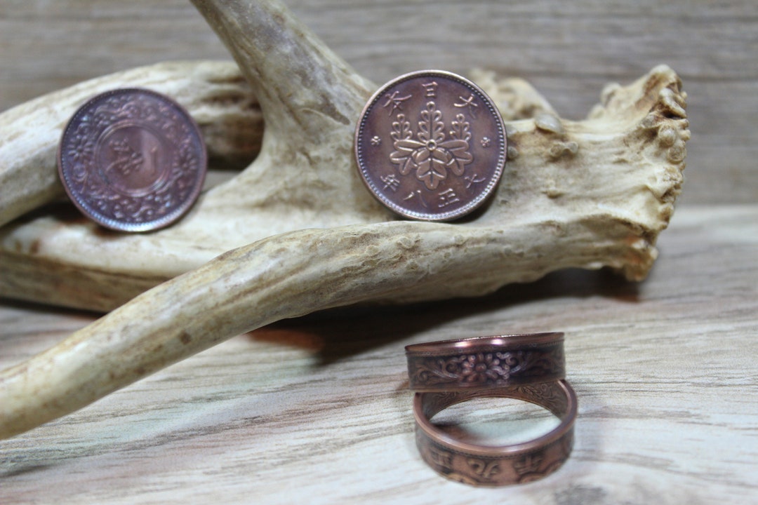 JAPAN SEN Coin Ring Powder Coated Coin Jewelry Coin Ring Coin