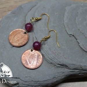 Domed Ireland One Penny | US Penny Earrings | Birthday Gift | Coin Jewelry | Penny Jewelry Unique Gift L8088