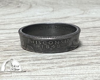 WISCONSIN US State Quarter Coin Ring Size 6-14 Coin Ring Coin Jewelry State Coin Ring State Ring Coin Gift for Men Unique Jewelry