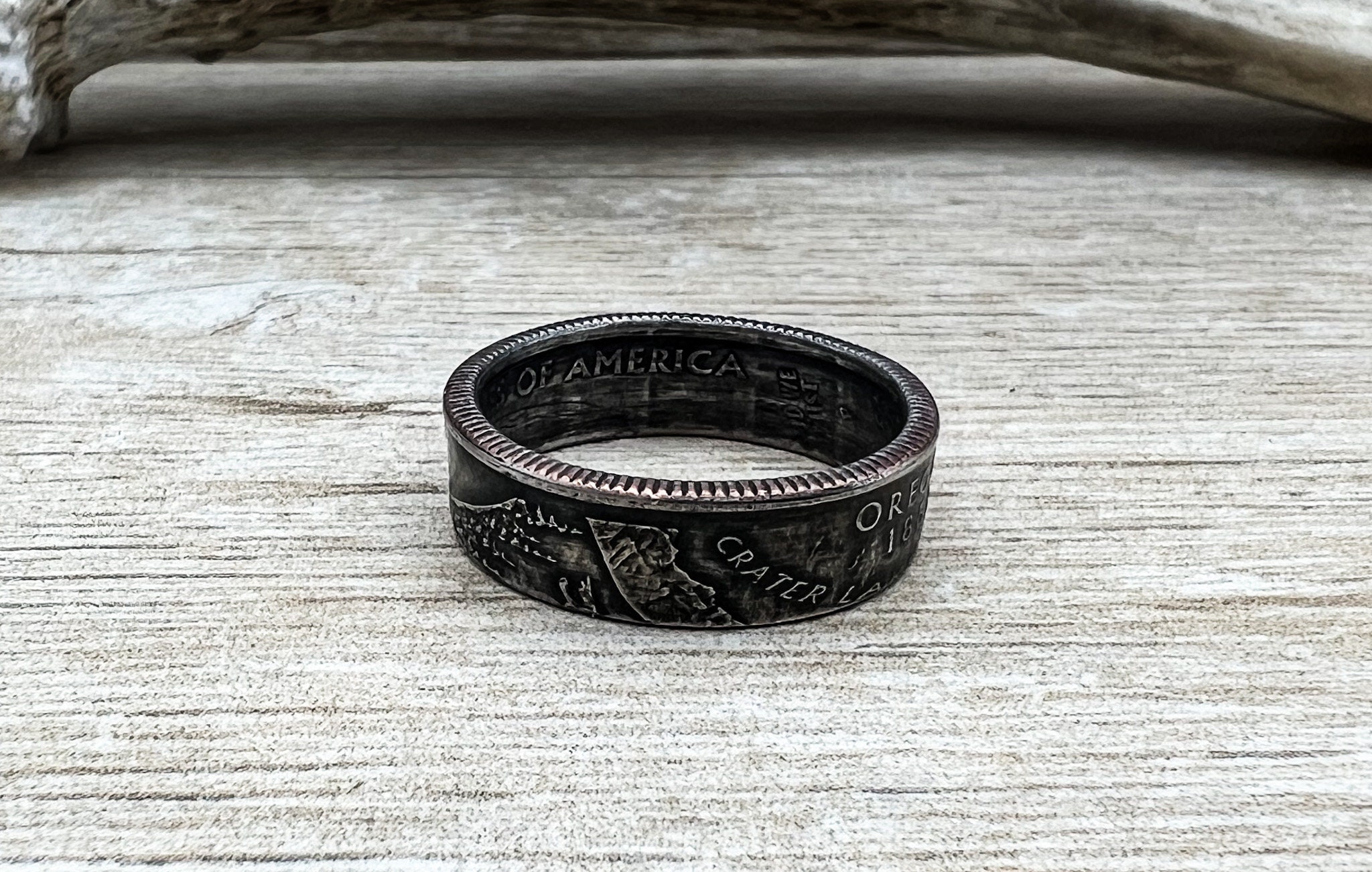 State Coin Rings OREGON US State Quarter Coin Ring Size 6-14 Powder Coated Coin Jewelry ...