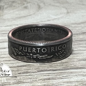 PUERTO RICO US State Quarter Coin Ring Maat 6-14 Coin Ring, Coin Jewelry State Coin Ring State Ring, muntcadeau voor mannen Unieke sieraden
