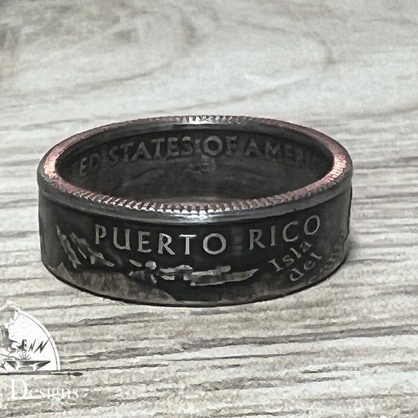 PUERTO RICO US State Quarter Coin Ring Size 6-14 Coin Ring, Coin Jewelry State Coin Ring State Ring, Coin Gift for Men Unique Jewelry