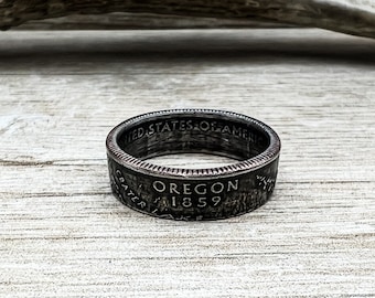 OREGON US State Quarter Coin Ring Size 6-14 Powder Coated Coin Jewelry State Coin Ring State Ring Coin Gift for Me Unique Jewelry