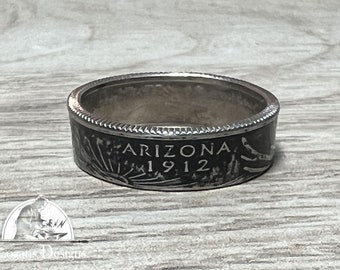 ARIZONA US State Quarter Coin Ring Size 6-14, Powder Coated, Coin Jewelry, State Coin Ring, State Ring, Coin, Gift for Men, Unique Jewelry