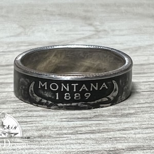 MONTANA US State Quarter Coin Ring Size 6-14 || Powder Coated, Coin Jewelry, State Coin Ring, State Ring, Coin, Gift for Men, Unique Jewelry