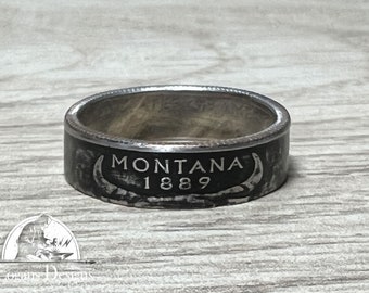 MONTANA US State Quarter Coin Ring Size 6-14 || Powder Coated, Coin Jewelry, State Coin Ring, State Ring, Coin, Gift for Men, Unique Jewelry