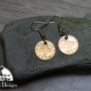 Switzerland 1 Rappen Earrings, Gifts for Her