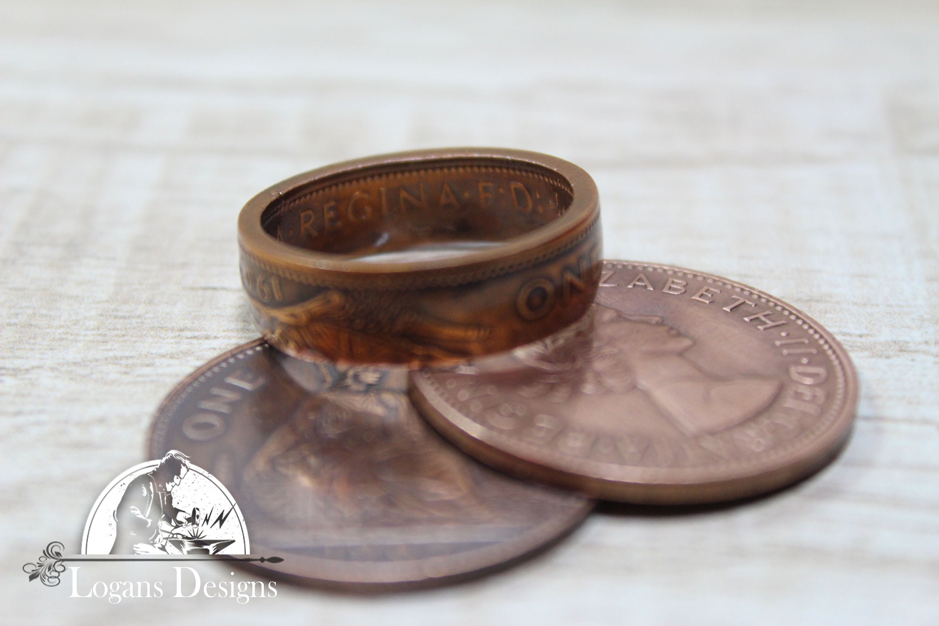 Large Great Britain One Penny Coin Ring Size 6 12 Coin Powder Coated Coin Jewelry Coin Ring Coin Gift for Men Unique Jewelry Etsy UK
