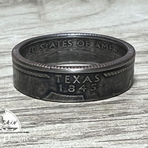 TEXAS US State Quarter Coin Ring Size 6-14, Powder Coated, Coin Jewelry, State Coin Ring, State Ring, Coin, Gift for Men, Unique Jewelry