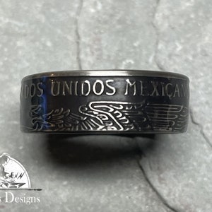 Mexican Coin Ring Powder Coated Ring hand made from Mexican Peso Coin