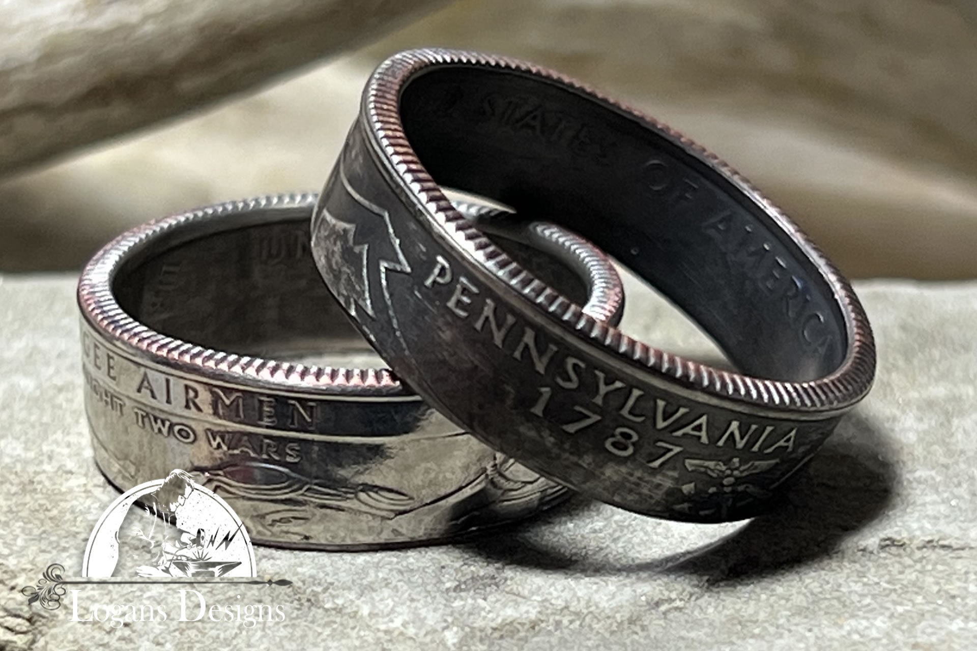 State Coin Rings PENNSYLVANIA US State Quarter Coin Ring Size 6-14, Powder Coated, Coin ...