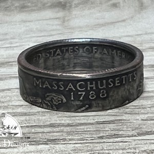 MASSACHUSETTS US State Quarter Coin Ring Size 6-14 Coin Ring Coin Jewelry State Coin Ring State Ring, Coin Gift for Men Unique Jewelry