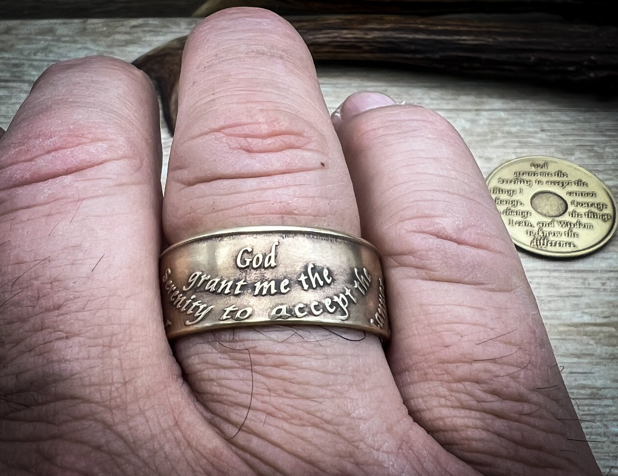 Alcoholics Anonymous Coin Ring NA Coin Recovery Jewelry Recovery Gift 5 ...