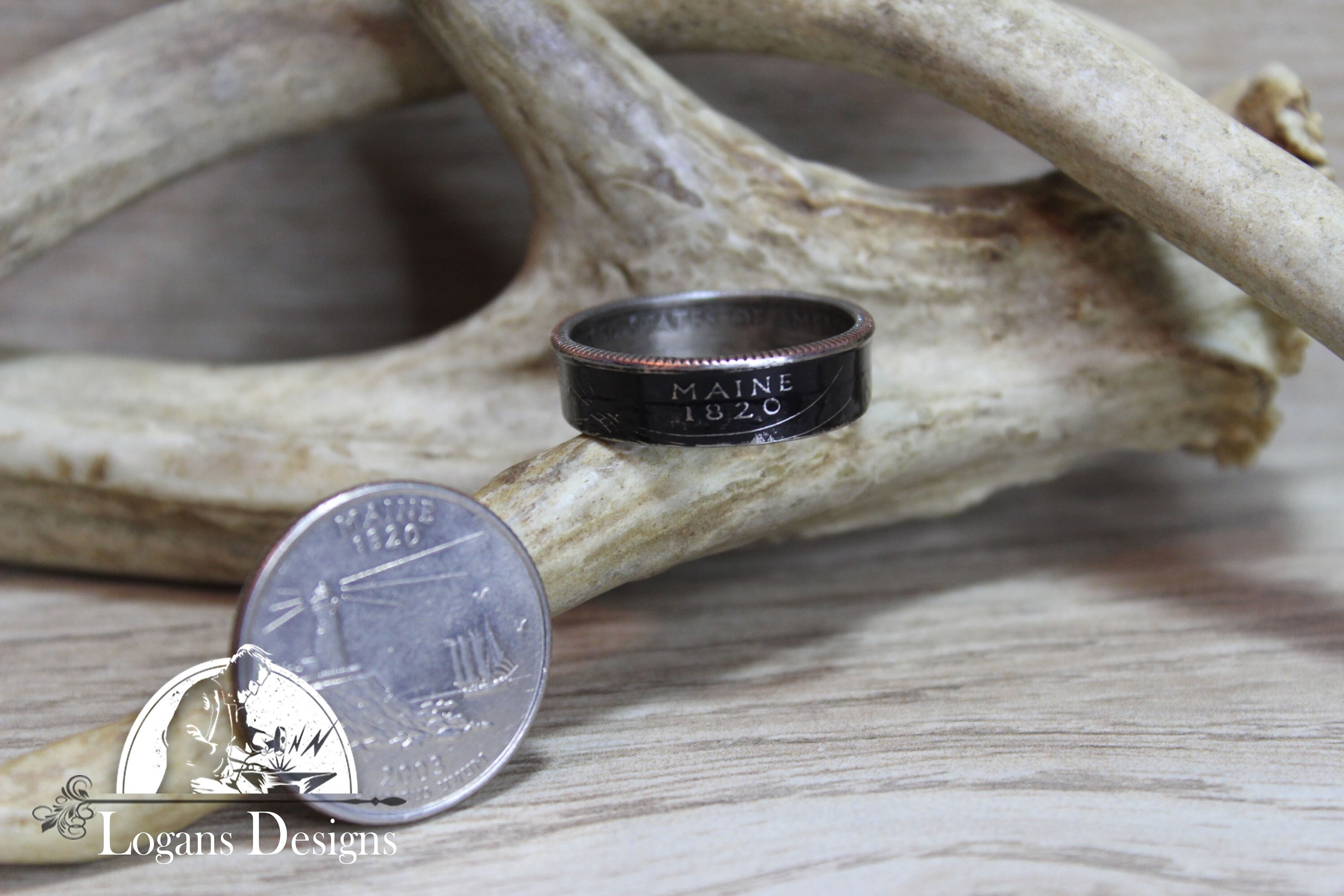 State Coin Rings MAINE US State Quarter Coin Ring Size 6-14, Coin Ring, Coin Jewelry ...