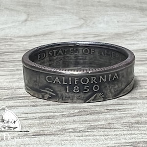 CALIFORNIA US State Quarter Coin Ring Size 6-14, Coin Ring, Coin Jewelry, State Coin Ring, State Ring, Coin, Gift for Men, Unique Jewelry