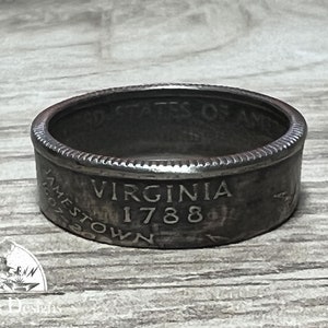 VIRGINA State Quarter Coin Ring Size 6-14, Coin Ring, Coin Jewelry, State Coin Ring, State Ring, Coin, Gift for Men, Unique Jewelry