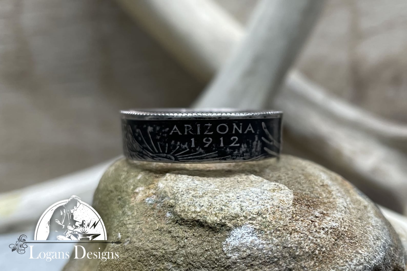 State Coin Rings ARIZONA US State Quarter Coin Ring Size 6-14, Powder Coated, Coin ...