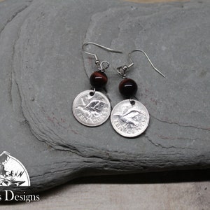 Barbados Coin Earrings. Seagull Charm. Barbados pendant jewelry. L8060