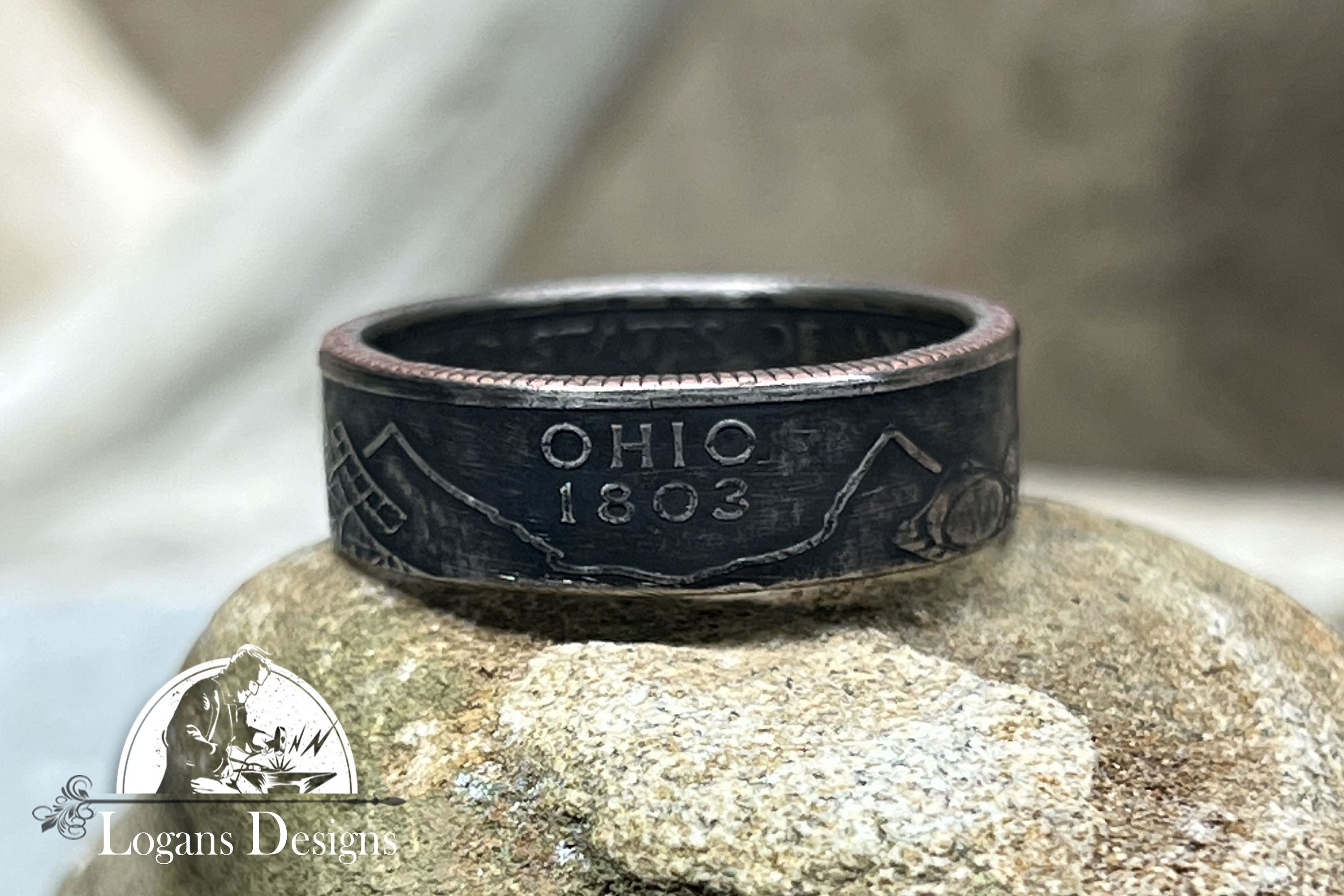 State Coin Rings OHIO US State Quarter Coin Ring Size 6-14, Powder Coated, Coin Jewelry ...