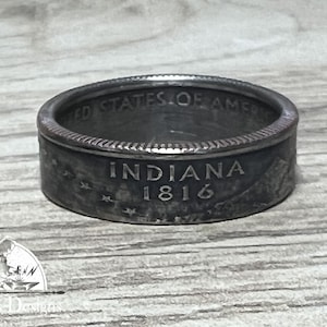 INDIANA US State Quarter Coin Ring Size 6-14, Coin Ring, Coin Jewelry, State Coin Ring, State Ring, Coin, Gift for Men, Unique Jewelry