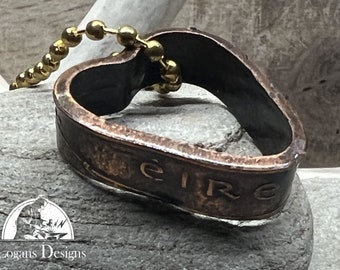 Heart Pendant made from 2 Pence Ireland coin with 24 in chain, Coin, Coin Jewelry,Coin, Gift for Men, Unique Jewelry