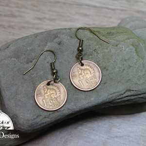 Norway 1 Ore Coin Earrings Norwegian squirrel Oslo O V Nordic Norsemen Stavanger L6014