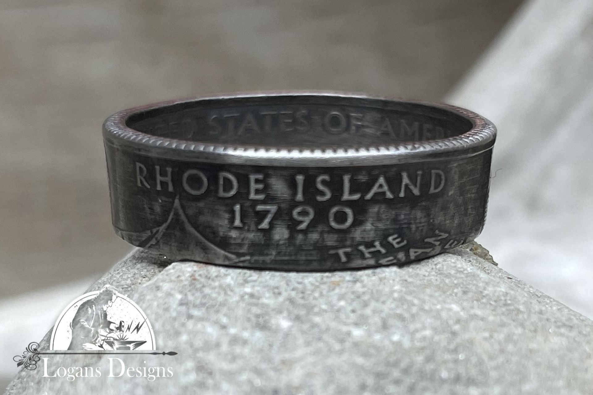 State Coin Rings RHODE ISLAND US State Quarter Coin Ring Size 6-14, Coin Ring, Coin ...