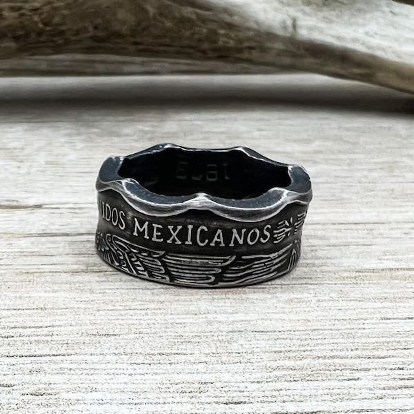 Mexican Coin Ring Powder Coated Ring hand made from Mexican Peso Coin