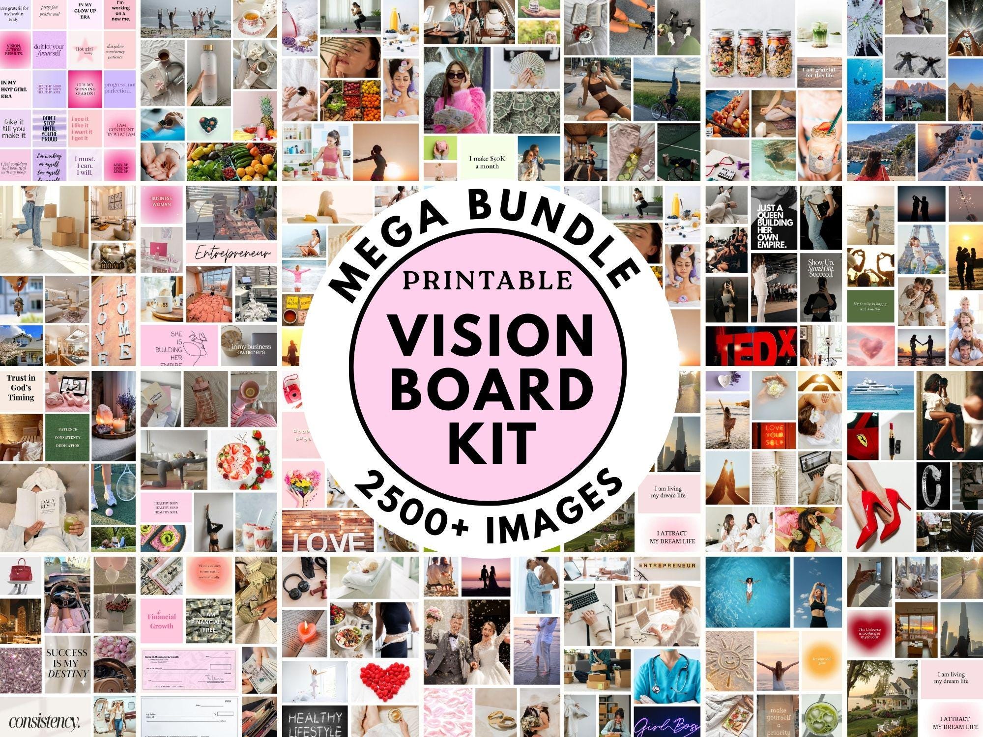 2026 Printable Vision Board Kit Bundle, 2500+ Images & Affirmations ...